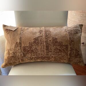 Made in India- Lumbar Pillow Accent Throw Camel/Tan 2 sided NWT new! (14x26”)
